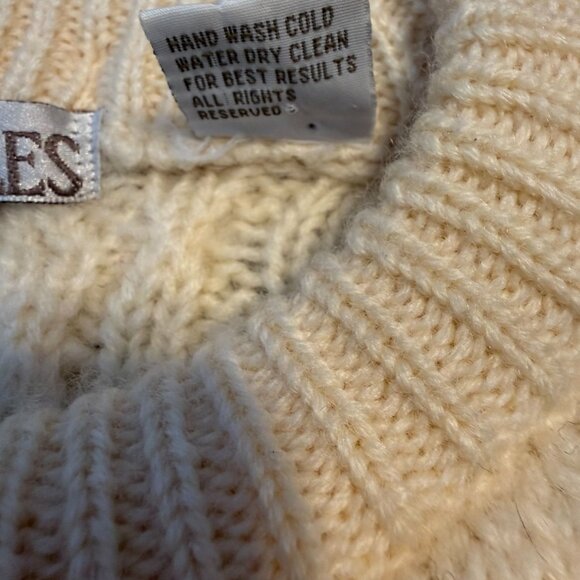 Northern Isles Virgin Wool Cable Knit Fisherman Sweater Medium Long Sleeves Cozy - Picture 4 of 7